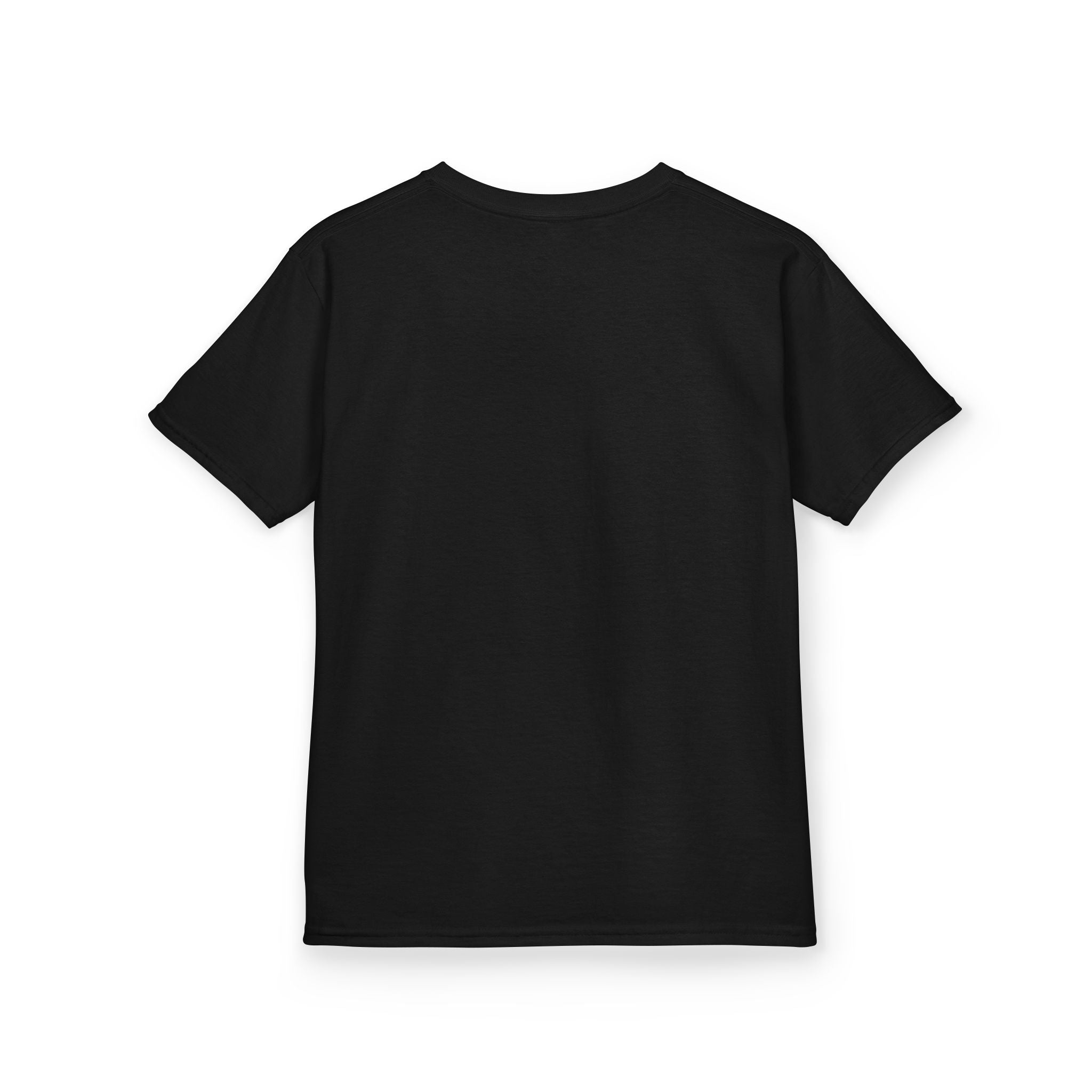 back view Black t-shirt on a white background