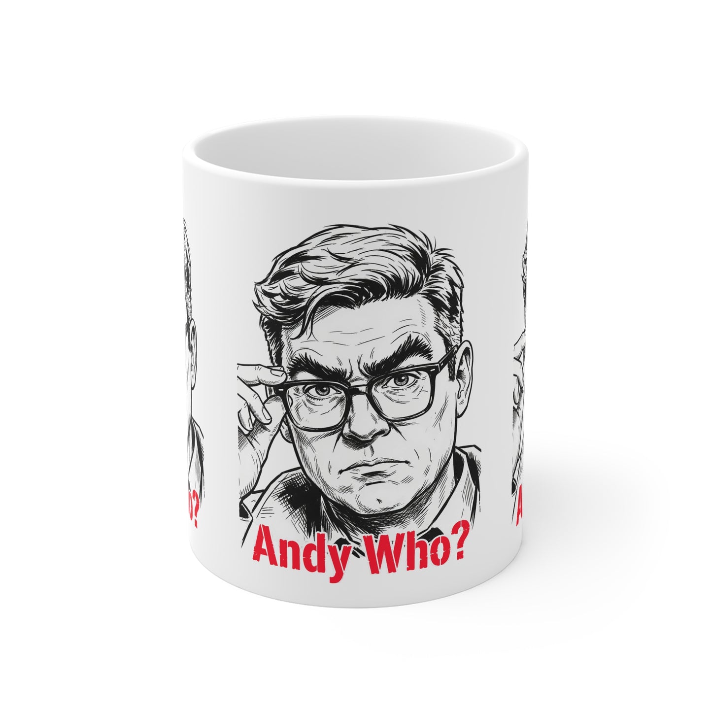 Andy Who? Political Satire Coffee Mug - Andy Burnham Caricature Funny Gift for UK Politics Fans, Manchester Mayor Mug 