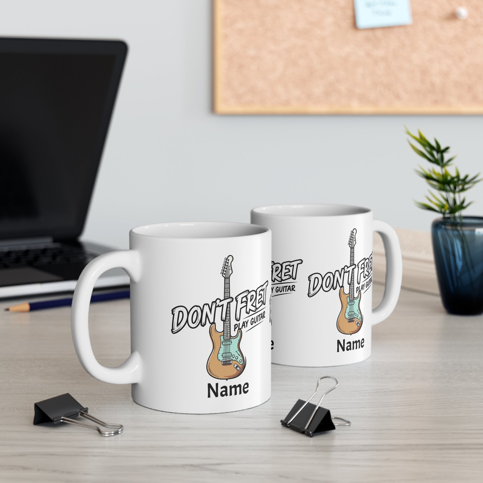 Don't Fret Play Guitar Mug | Personalised Guitar Coffee Mug – Fat Boris Guitar Shed 