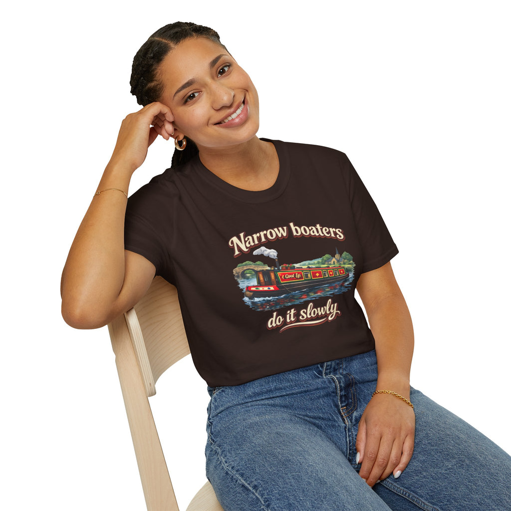 Narrow Boaters Do It Slowly T-Shirt — Canal Boat Vintage Graphic Tee Printify