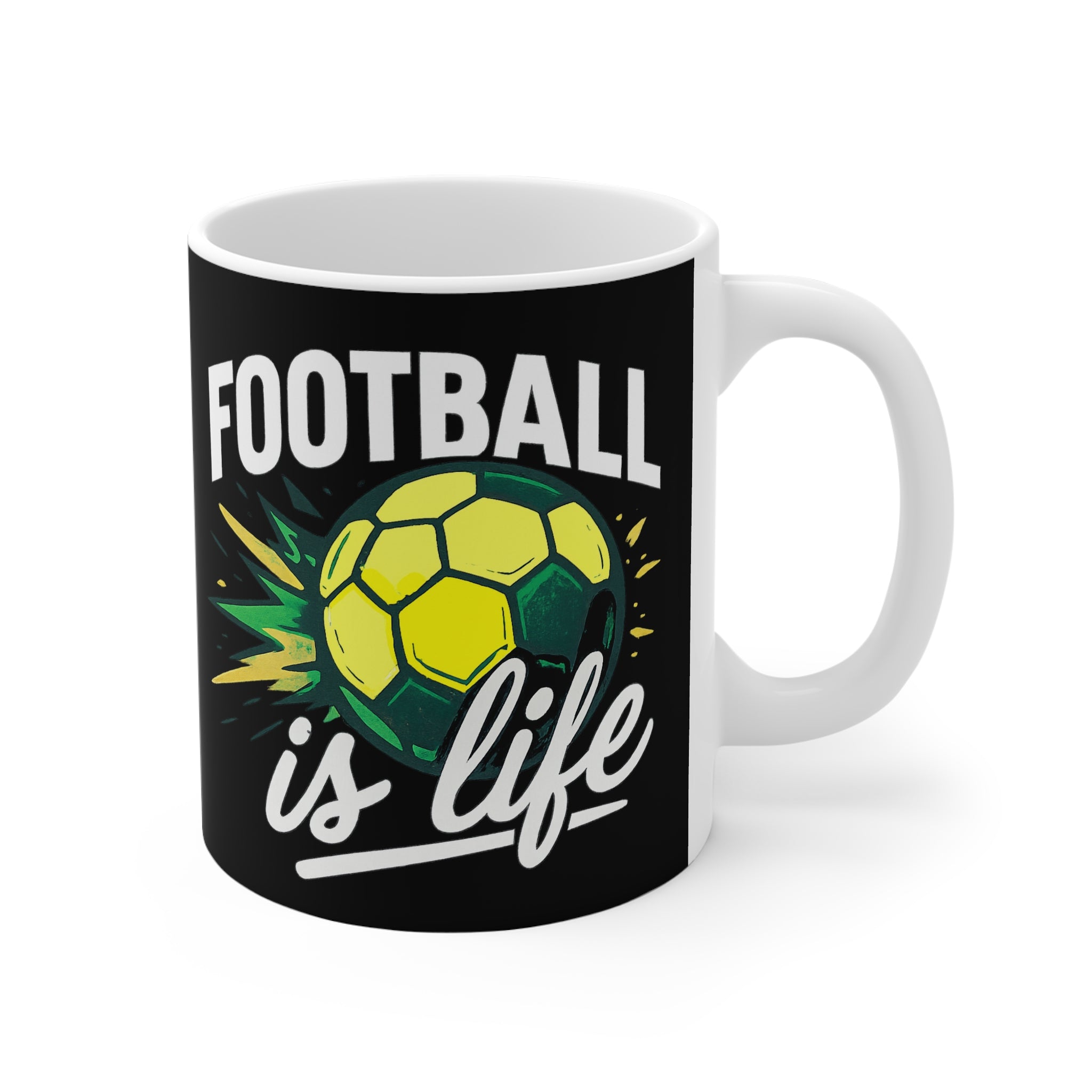 Football Is Life 11oz Mug — Soccer Fan Coffee Cup, Gift for Players & Supporters