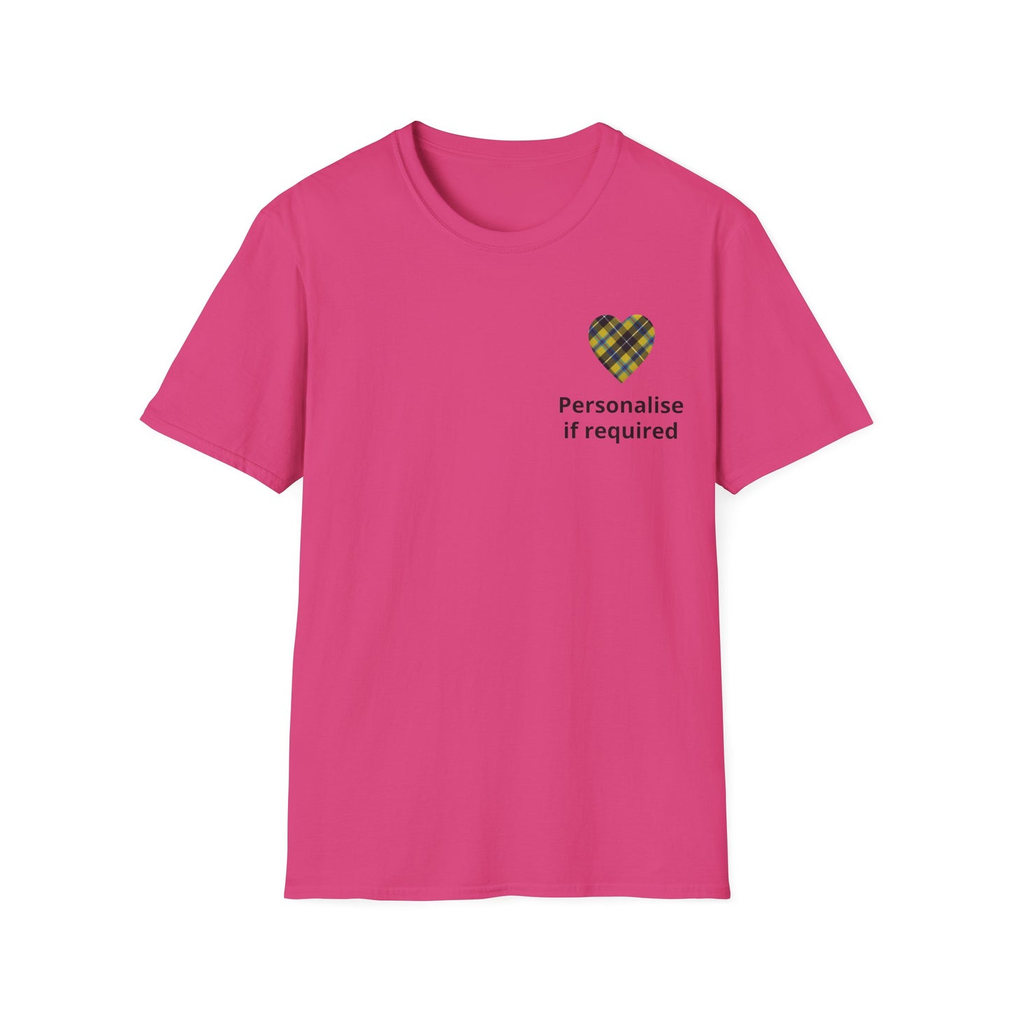 Plaid Heart T-Shirt — Personalized If Required Chest Design Printify