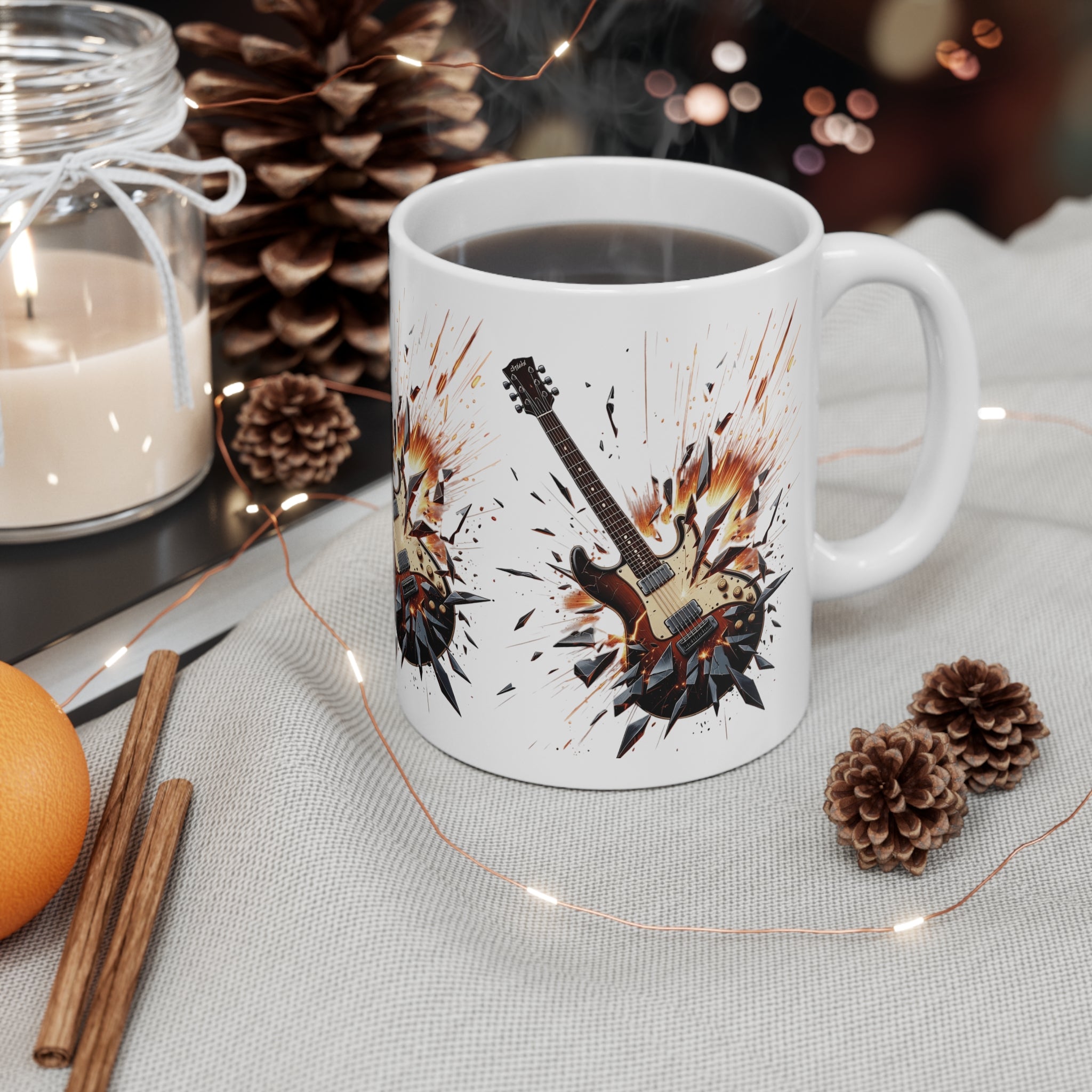 Shattered Guitar Mug – Rock Music Coffee Cup 