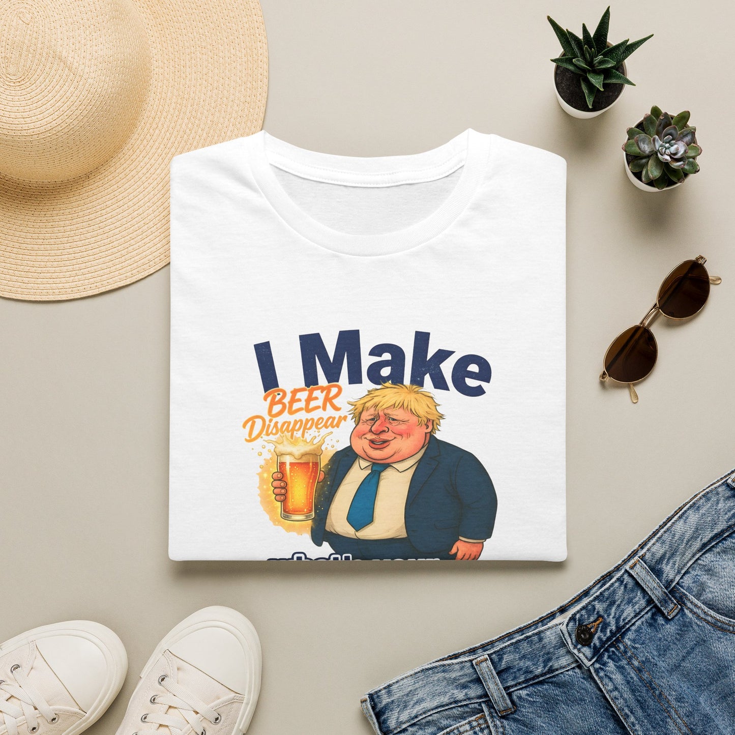 Funny Fat Boris T-Shirt - "I Make Beer Disappear" 