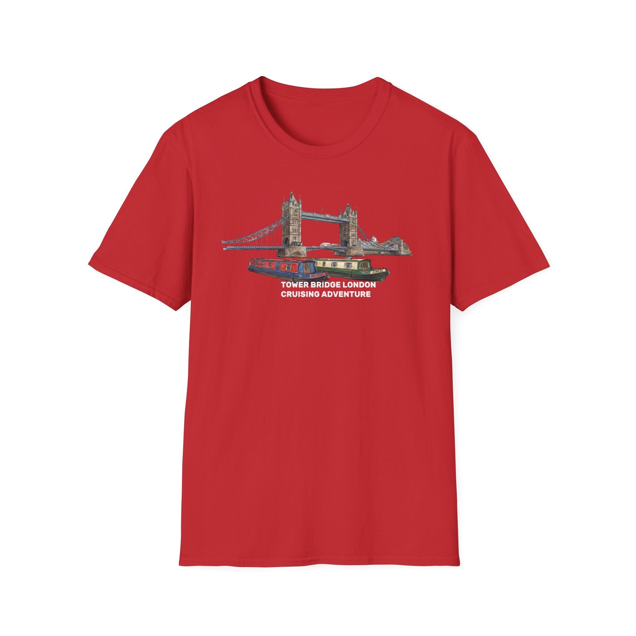 Tower Bridge London T-Shirt –Canal Narrowboat Thames River Cityscape Graphic Tee Printify