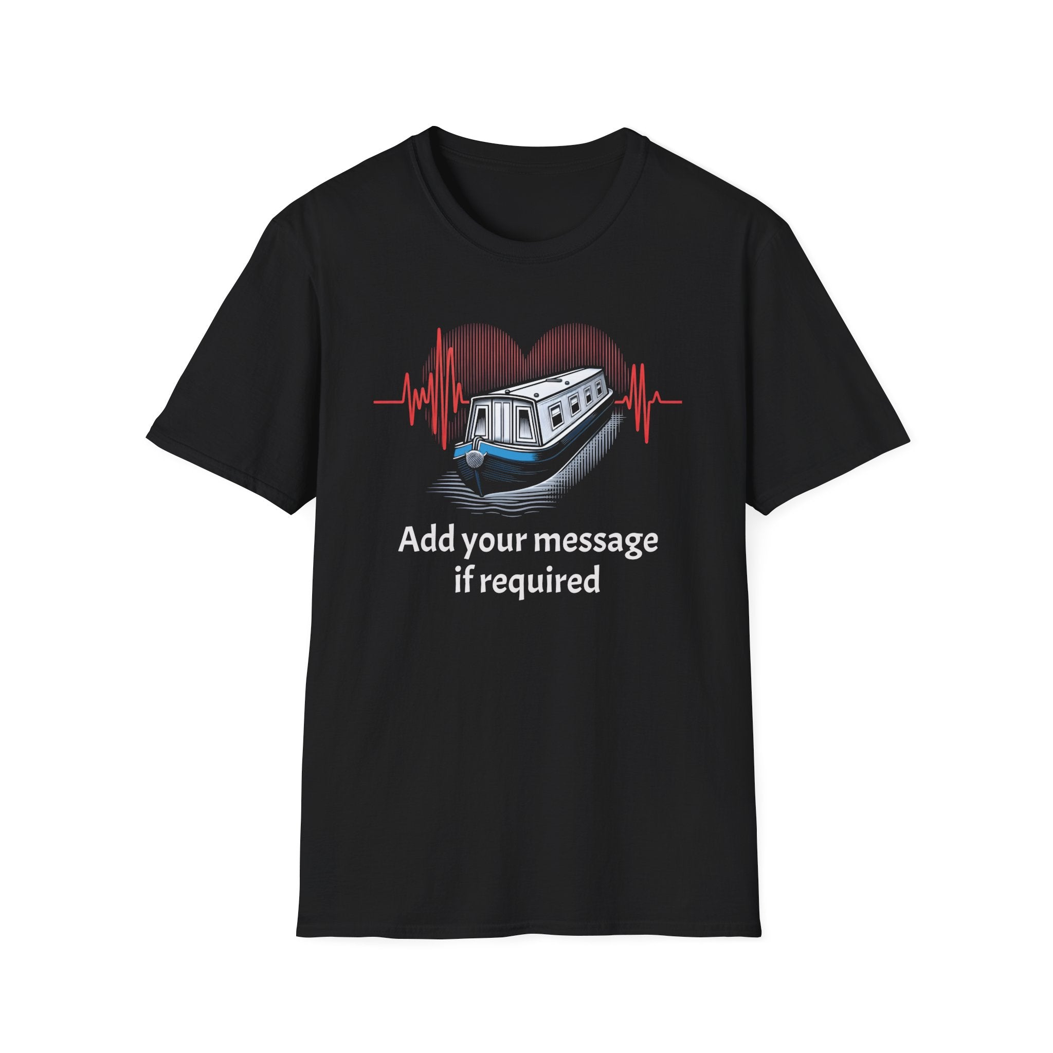 Heartbeat ECG Canal Narrowboat T-shirt - Customizable! Printify