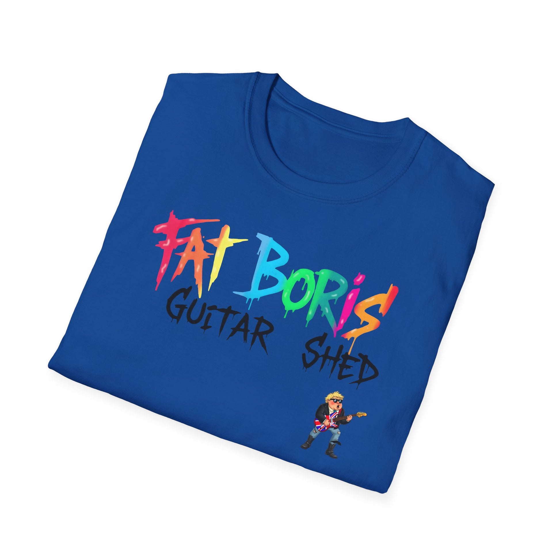 Fat Boris Guitar Shed T-Shirt – Funny Guitar Player Shirt | Musician Beer Shed Tee