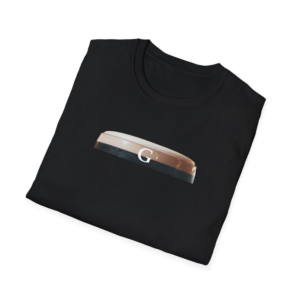 Folded black SHIRT with a logo GUINNESS G SPOT Graphic on a white background