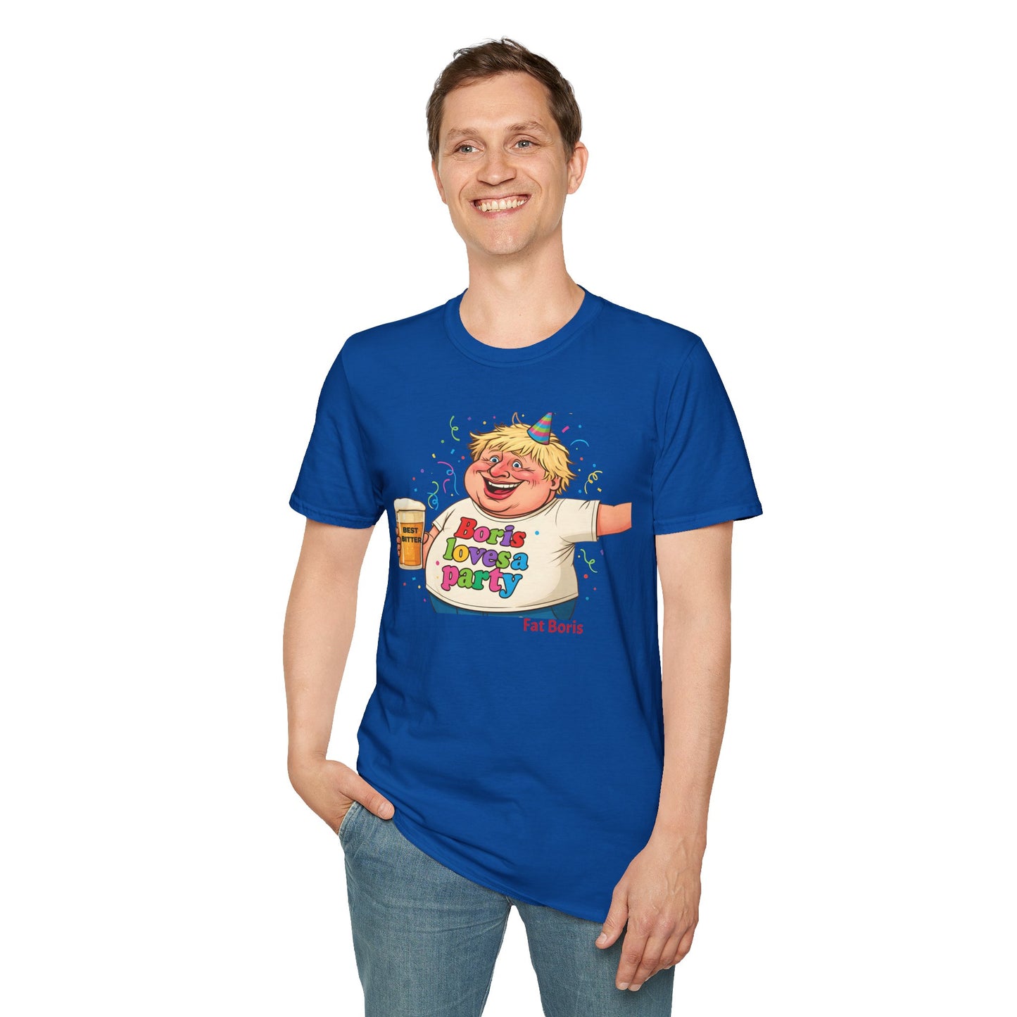 Fat Boris "Boris Loves A Party" T-Shirt uk  Boris Johnson political Satire