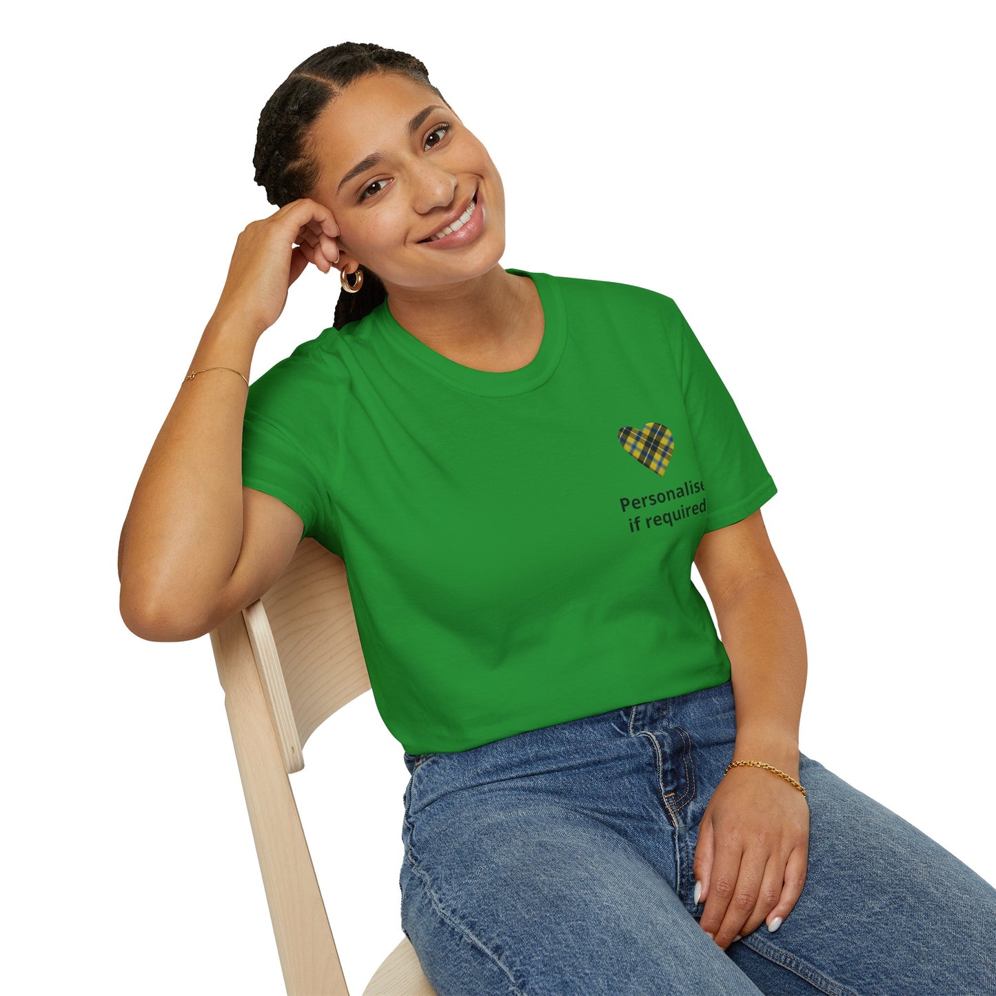 Plaid Heart T-Shirt — Personalized If Required Chest Design Printify