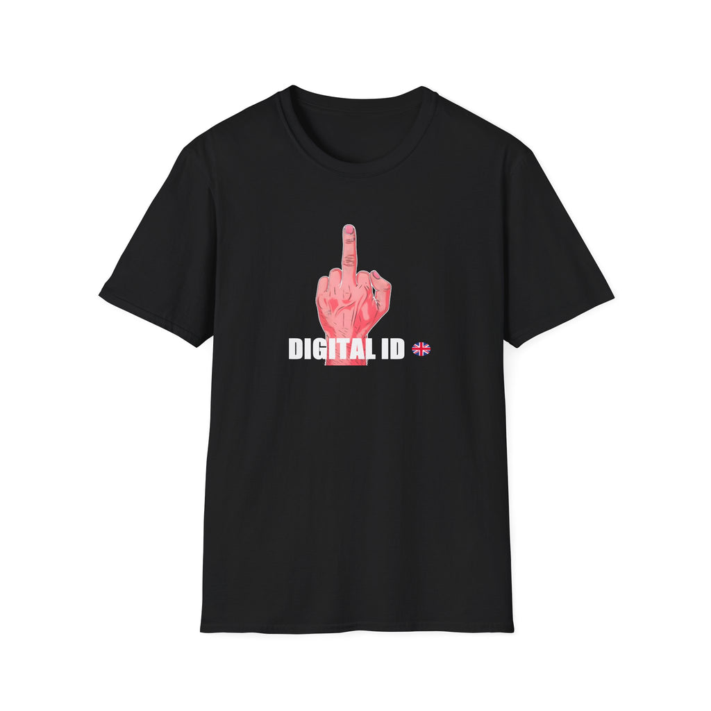 Anti Digital ID Protest T-Shirt – Bold Graphic Statement Against UK Digital ID Printify