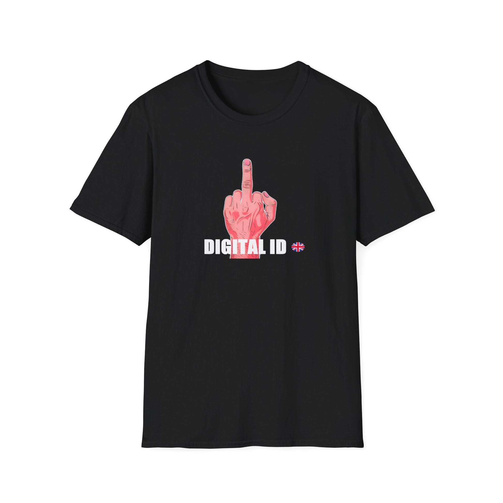 Anti Digital ID Protest T-Shirt – Bold Graphic Statement Against UK Digital ID Printify