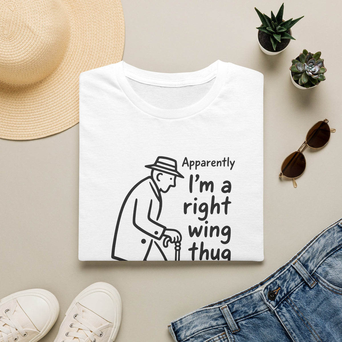 Apparently I'm a Right Wing Thug T-Shirt | Funny UK Political Satire Tee Personalise Option 