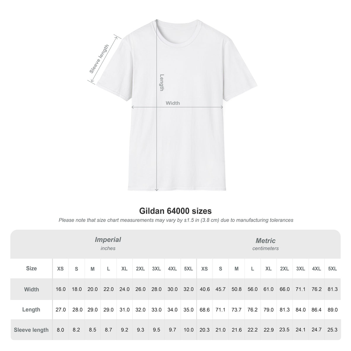 t shirt ize chart