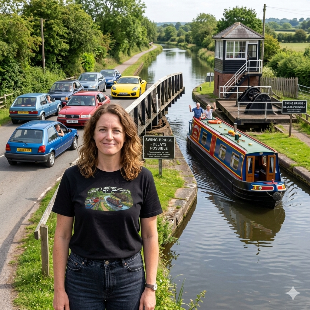 currently annoying motorists-canal swing bridge narrowboat humour t shirt