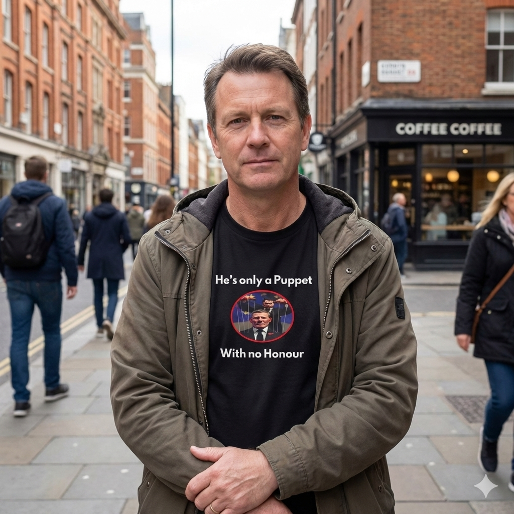 Keir Starmer Graphic T-Shirt — "He's Only a Puppet With No Honour"