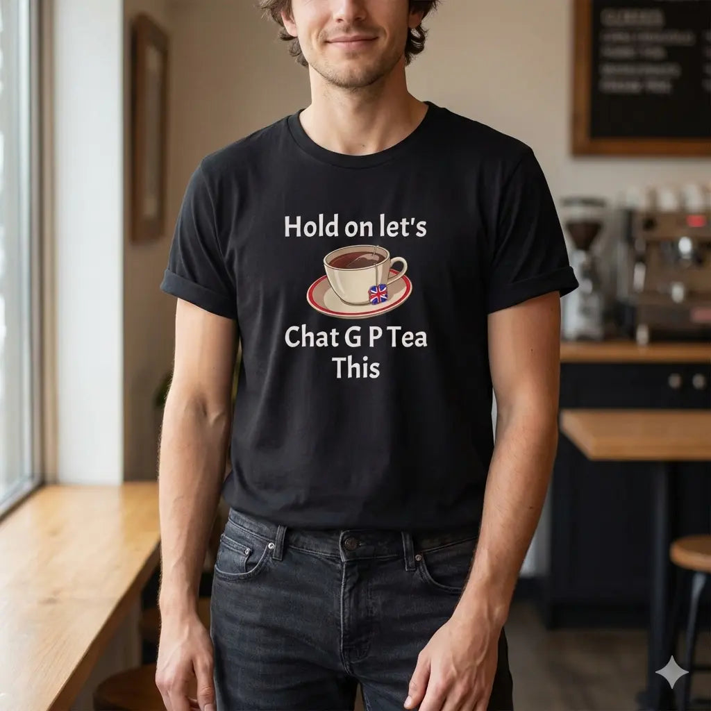 T-Shirt — "Hold on let's Chat G P Tea This" Funny Tea Lover Graphic Tee Printify