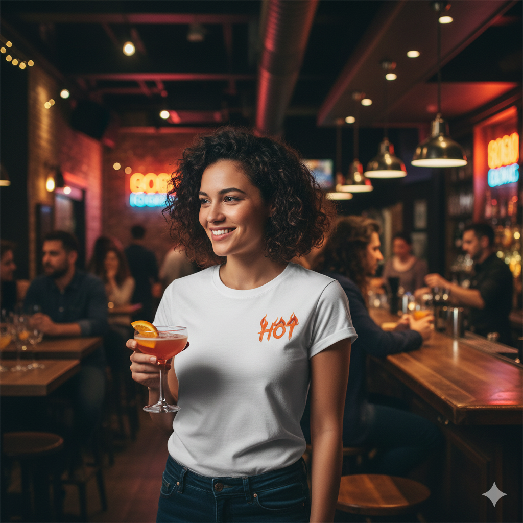 Hot Flame Graphic T-Shirt — "Hot" Chest Print