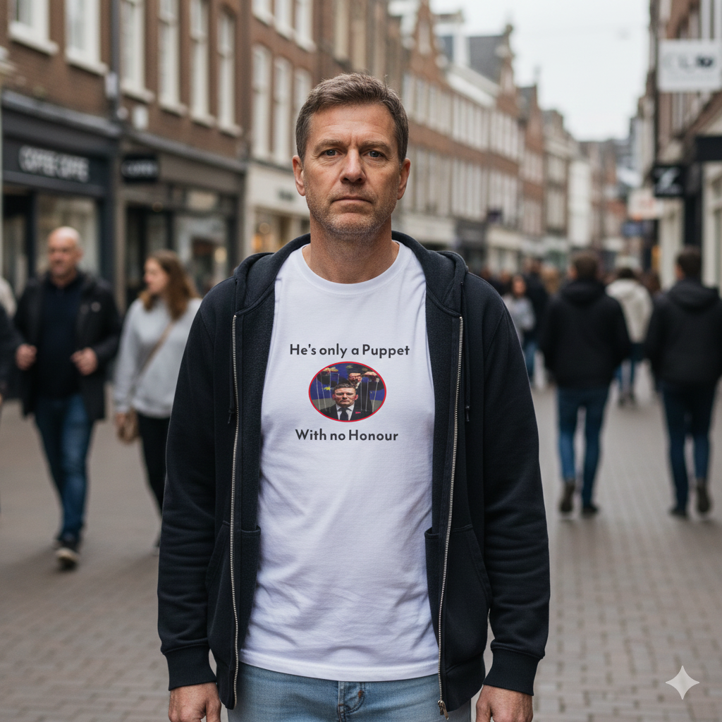 Keir Starmer Graphic T-Shirt — "He's Only a Puppet With No Honour"