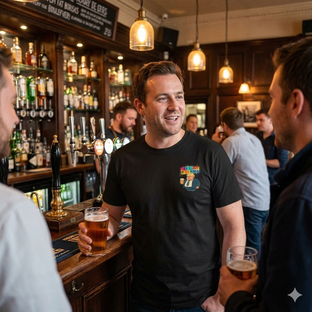 Black Fat Boris beer shed pocket graphic