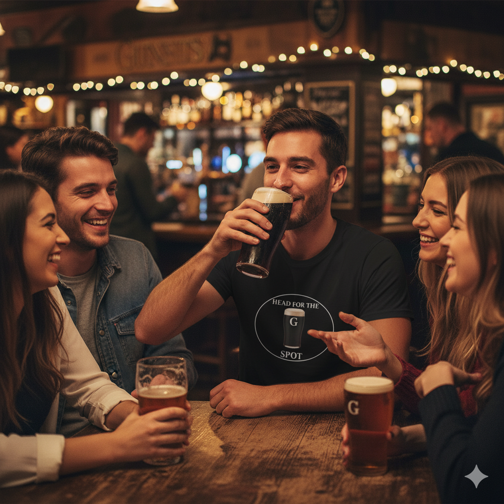 Guinness head for the spot black t shirt