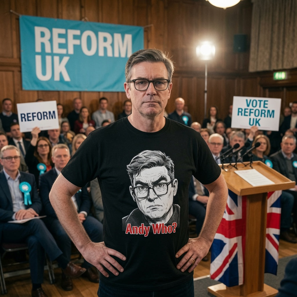 Andy who? Andy Burnham  Labour Party political satire black t shirt