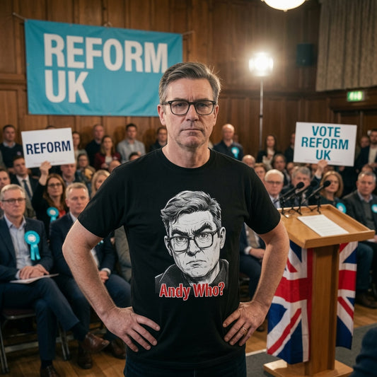 Andy who? Andy Burnham  Labour Party political satire black t shirt