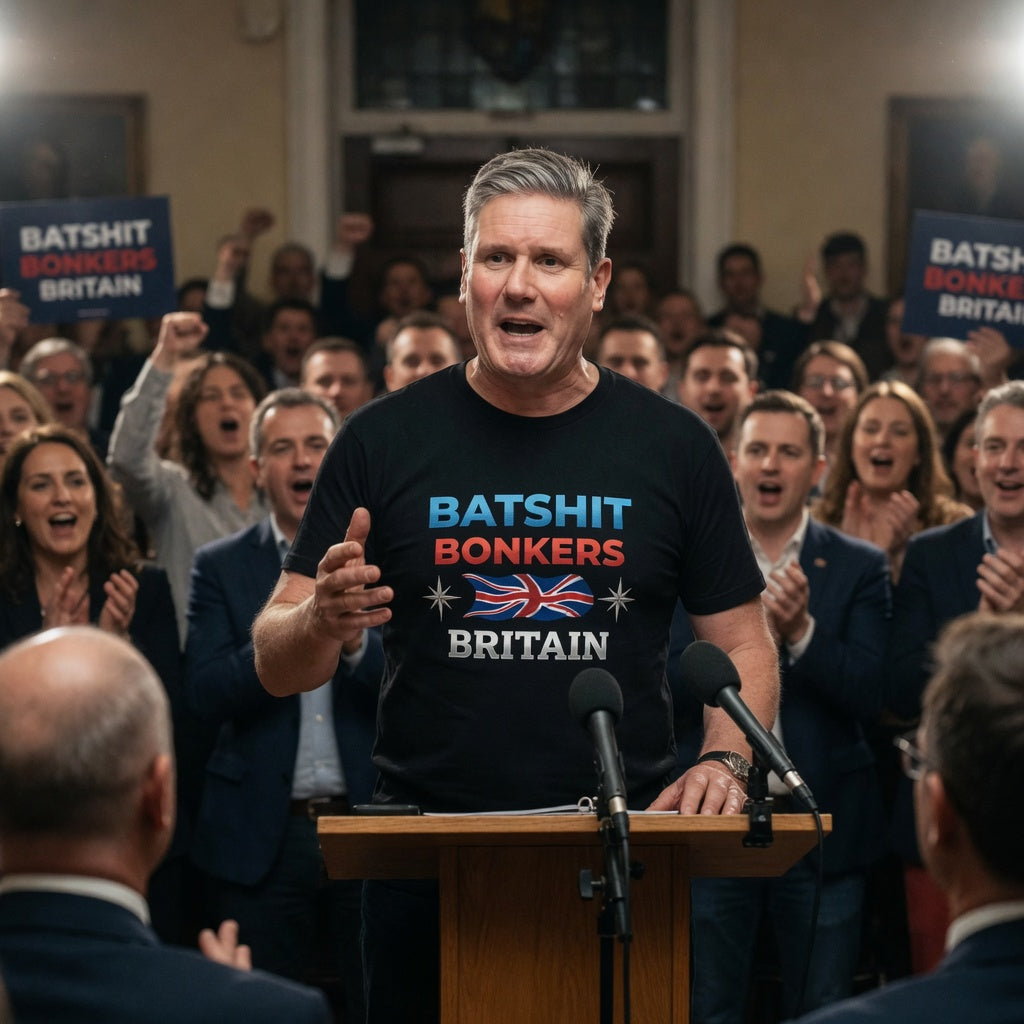 Batshit Bonkers Britain T-Shirt — Funny British Flag Unisex Tee Printify