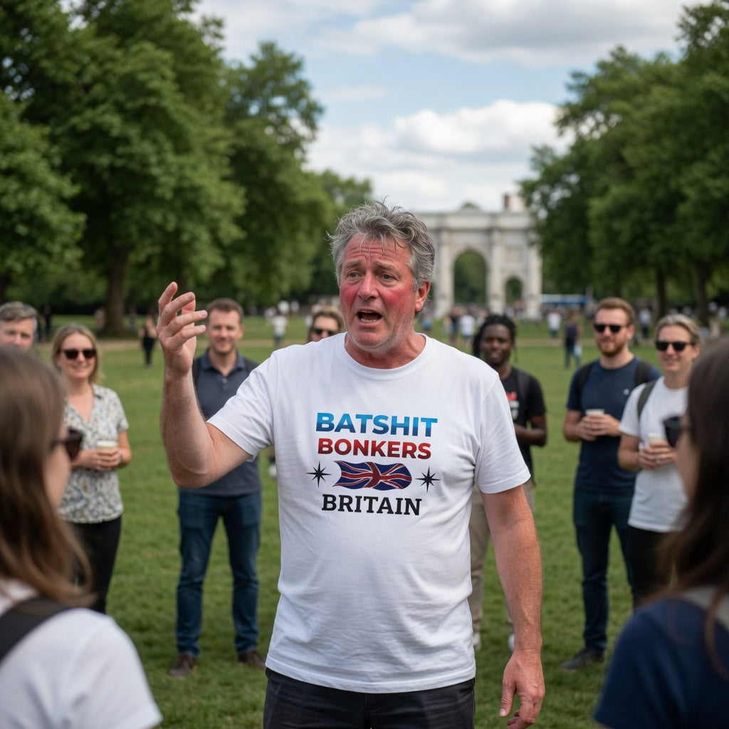 Batshit Bonkers Britain T-Shirt — Funny British Flag Unisex Tee Printify