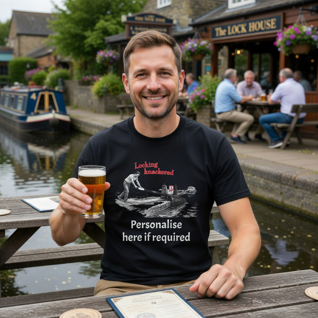 Locking Knackered - Funny Canal Boating & Narrowboat T-Shirt With Customise Option Printify