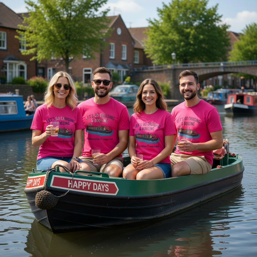 Let's Go Cruising & Boozing T-Shirt —  Personalised Canal Boat Party Tee Printify