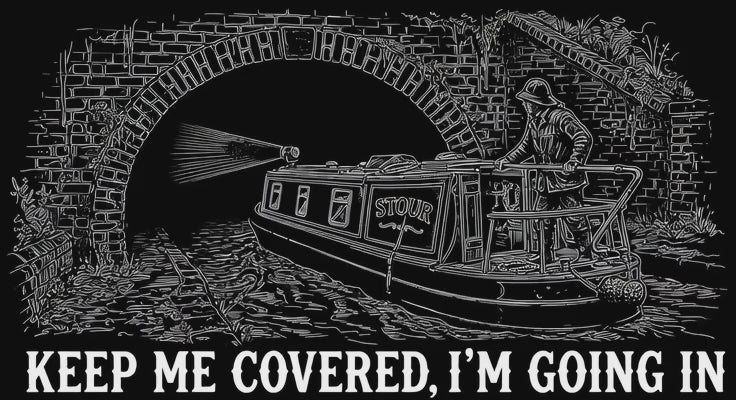 Keep Me Covered I'm Going In Canal Tunnel T-Shirt | Funny Narrowboat Gift | Fat Boris Store