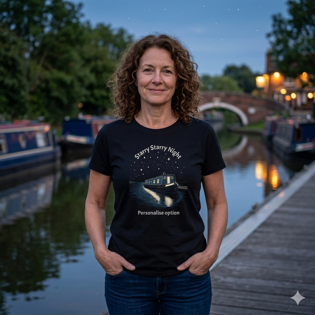 Canal graphic black t shirt with starry night graphic